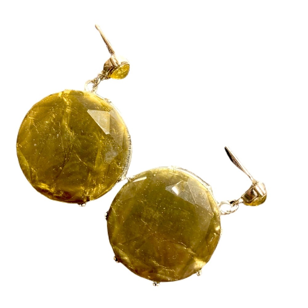 Olive circle drop earrings